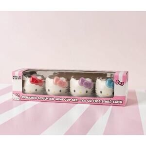 Hello Kitty Mini Ceramic Sculpted Cup Set 4 Pack Sanrio Espresso Shooters New